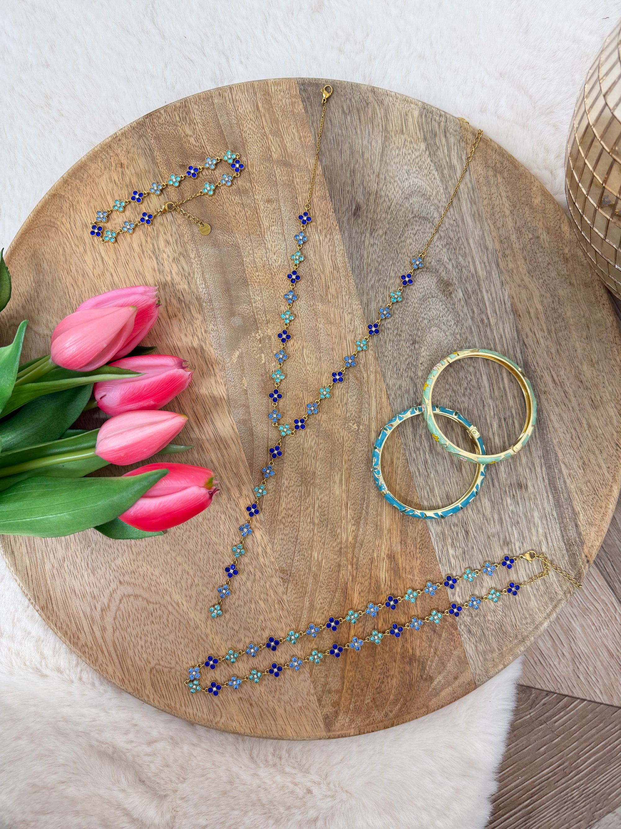 COLLIER Y ALMA STRASS BLEU