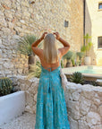 ROBE DOLCE À VOLANTS TURQUOISE