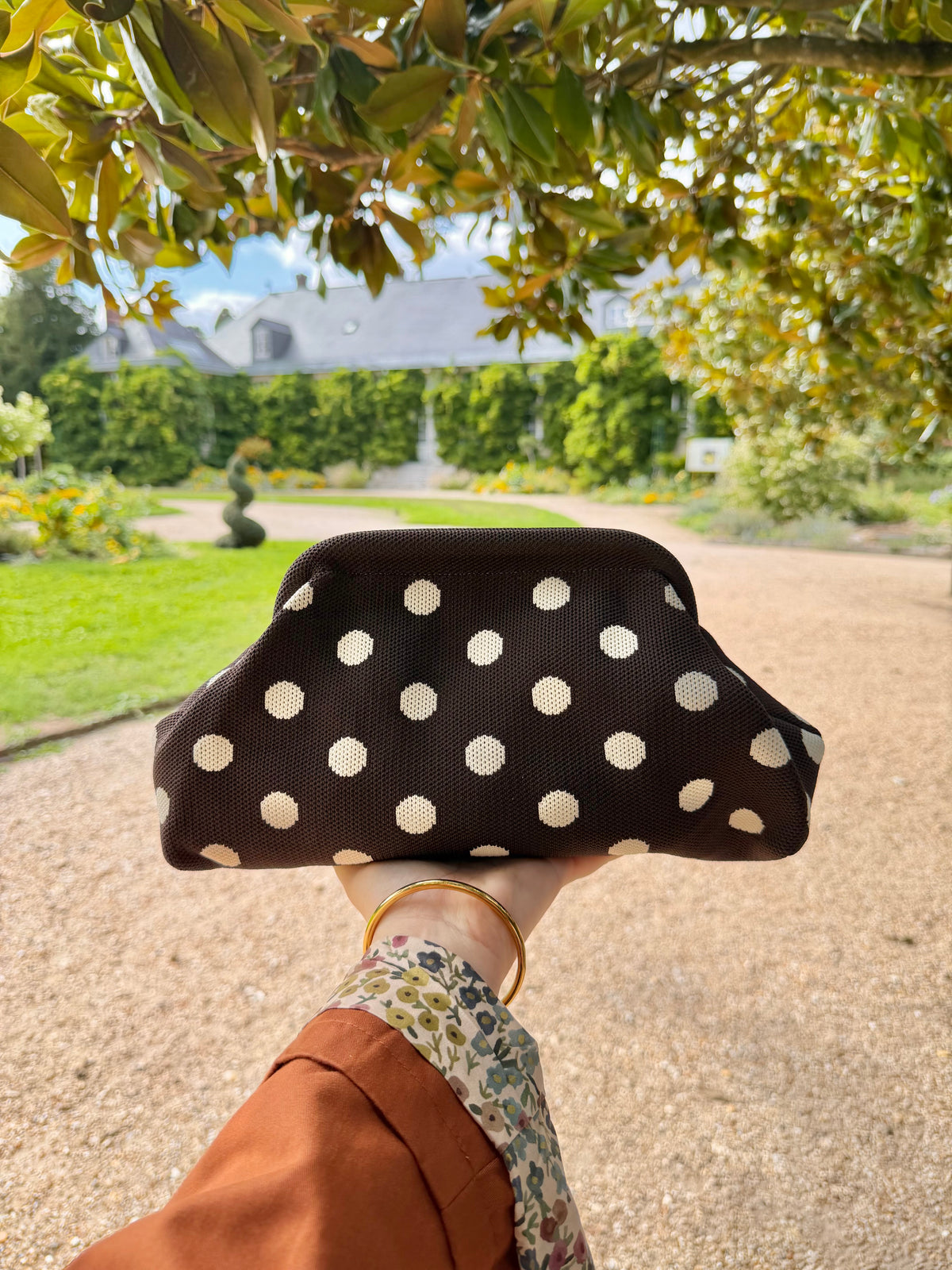 POCHETTE À MAIN POIS CHOCOLAT