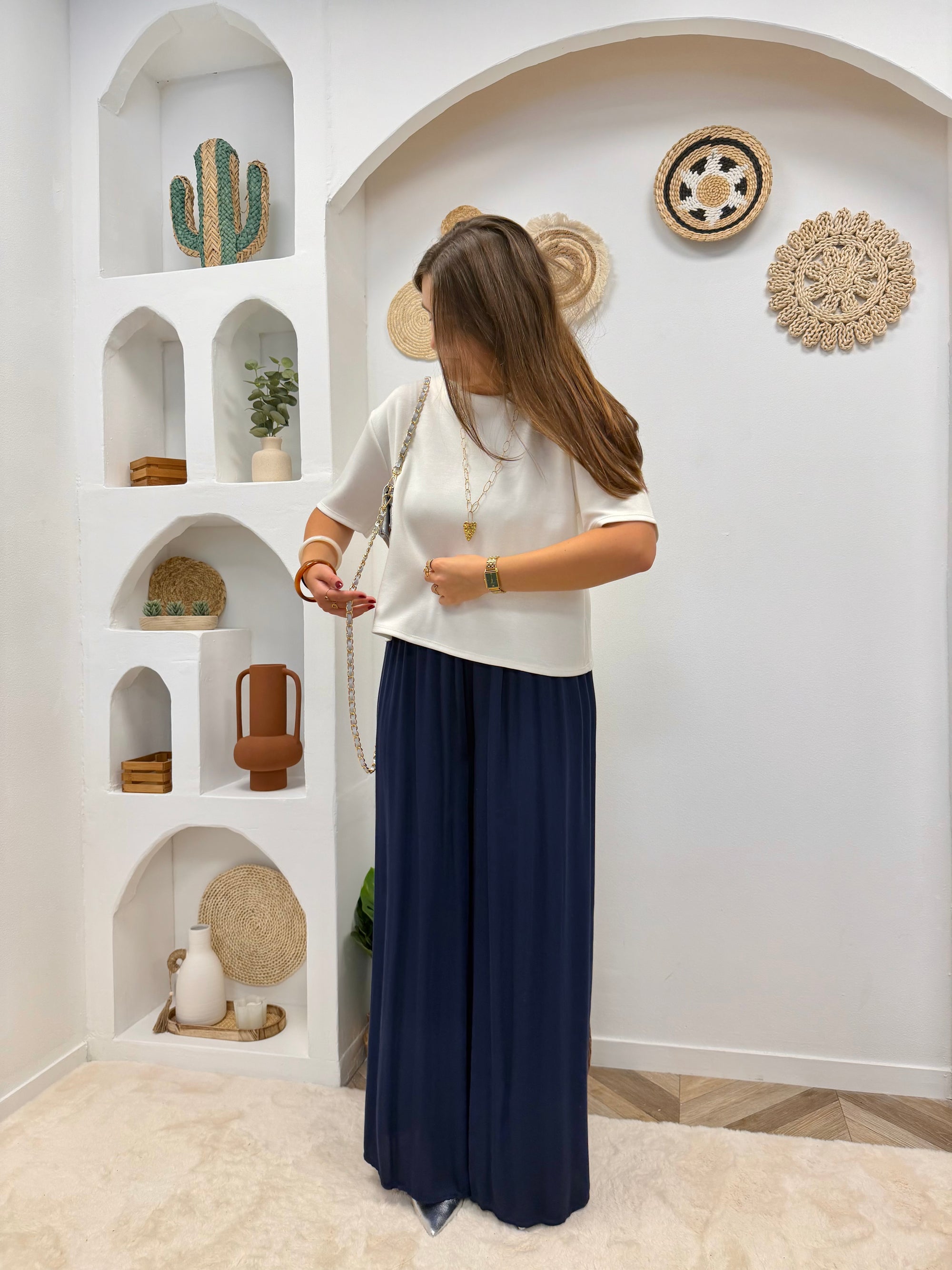 PANTALON FLUIDE ALMA BLEU MARINE