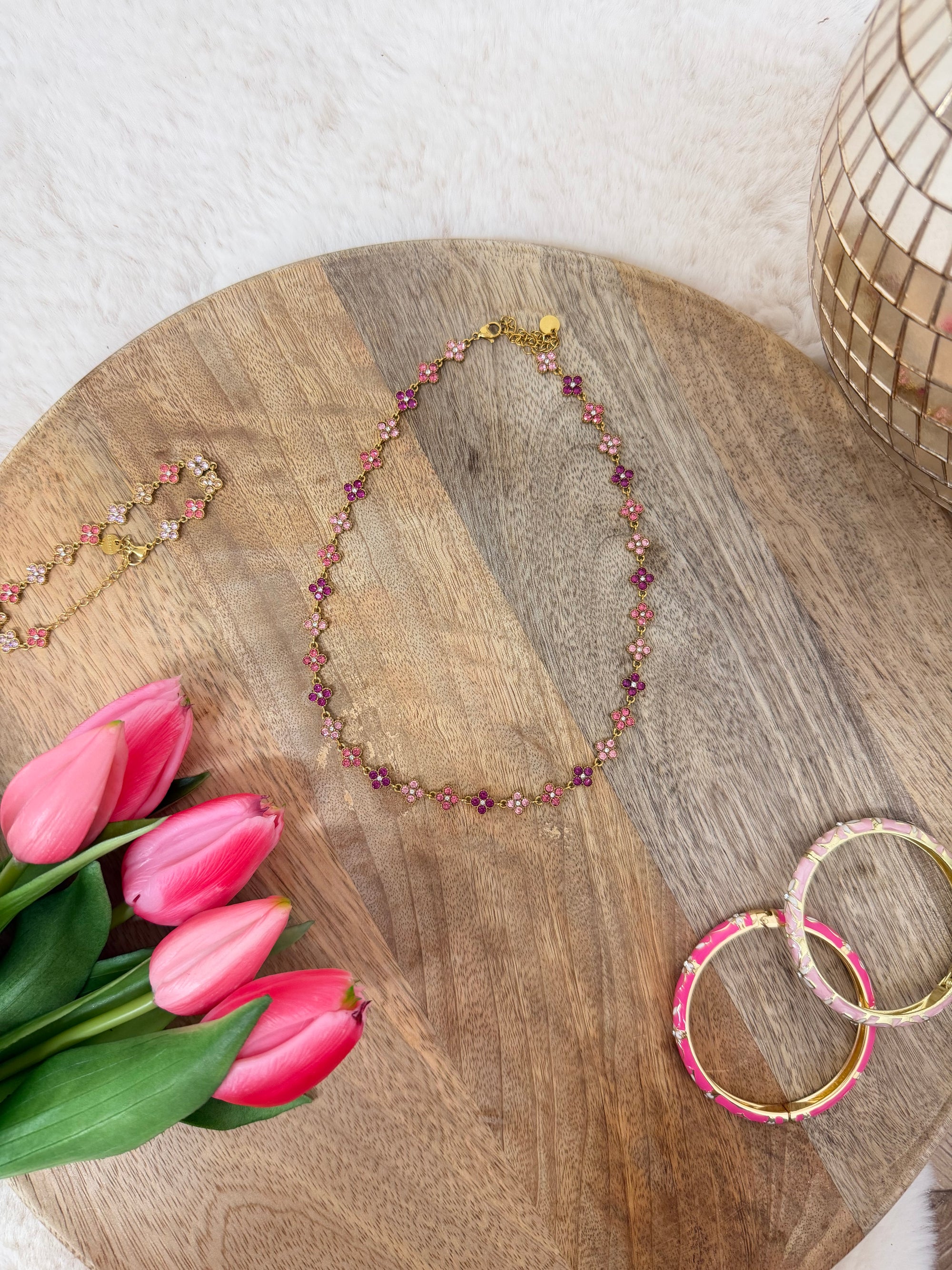 COLLIER ALMA STRASS ROSE