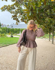BLOUSE VICHY ELENA MARRON
