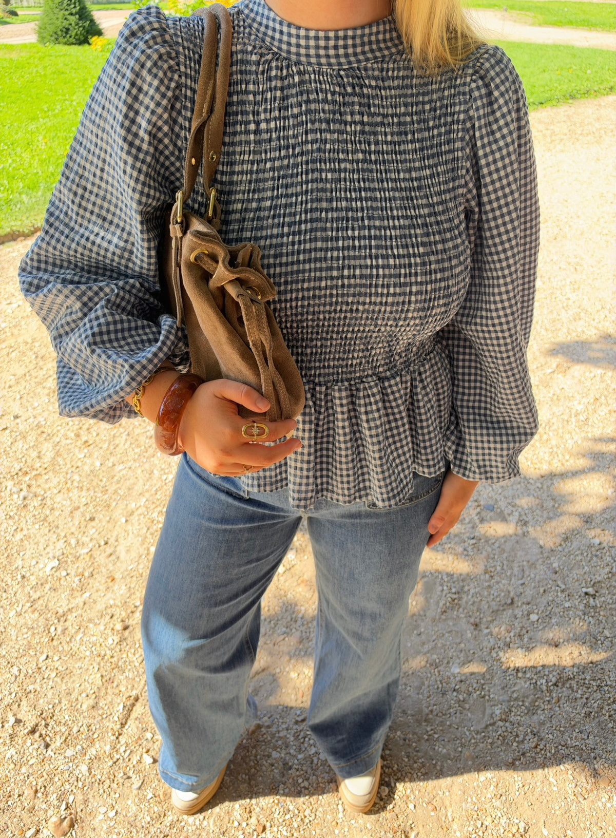 BLOUSE VICHY ELENA BLEU JEAN