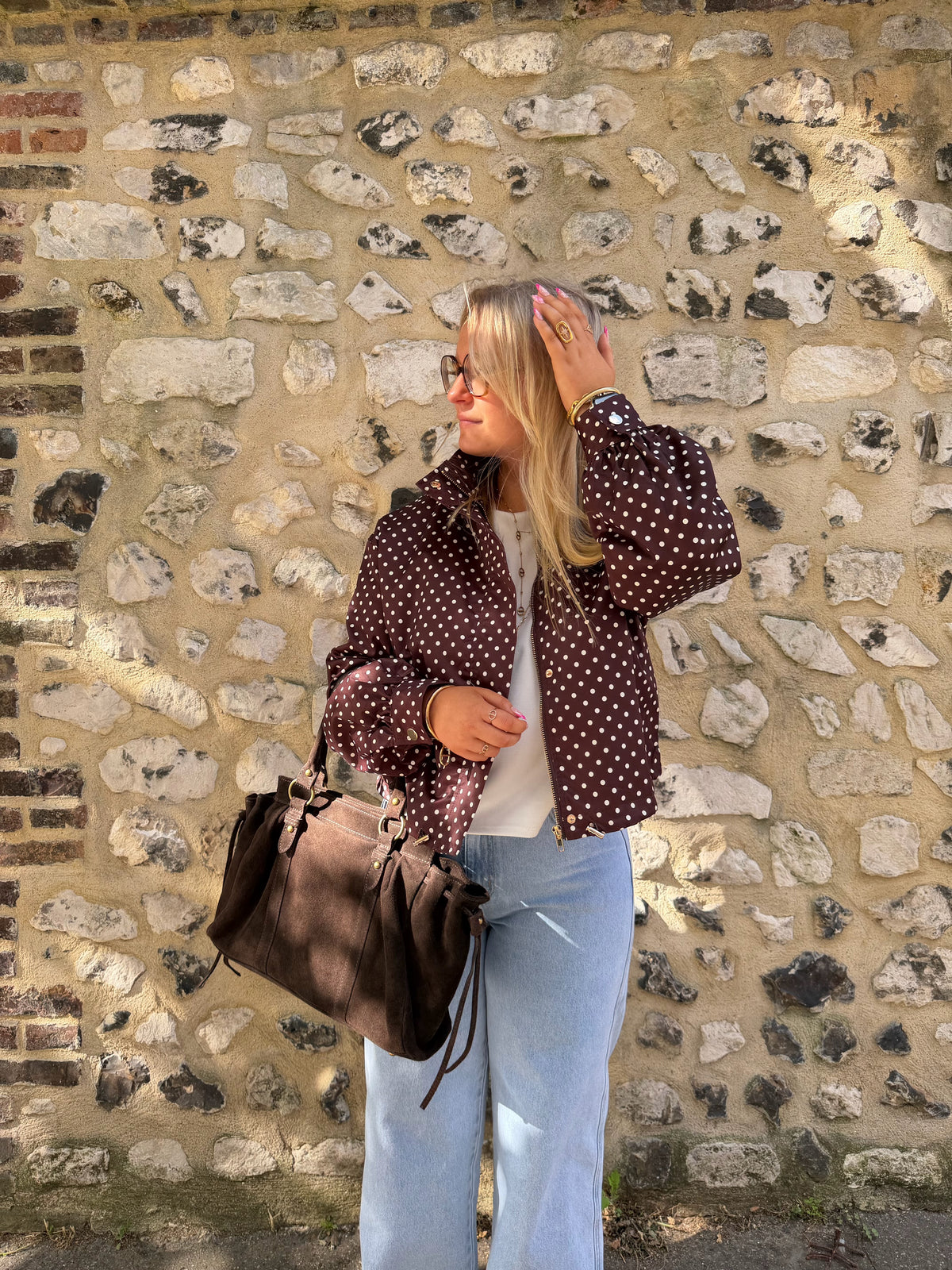 VESTE À POIS CHOCOLAT