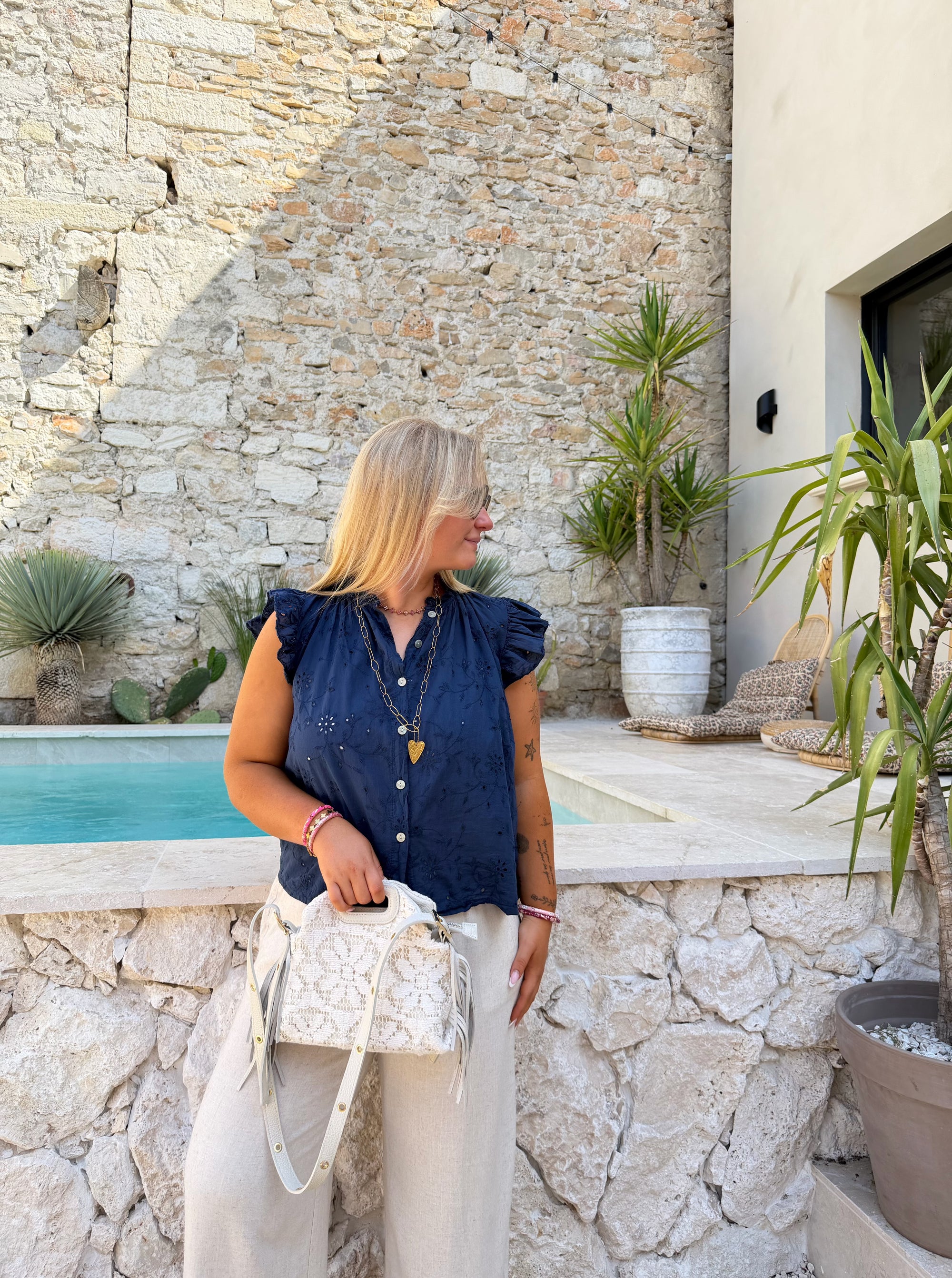 BLOUSE CASSANDRE BLEU MARINE