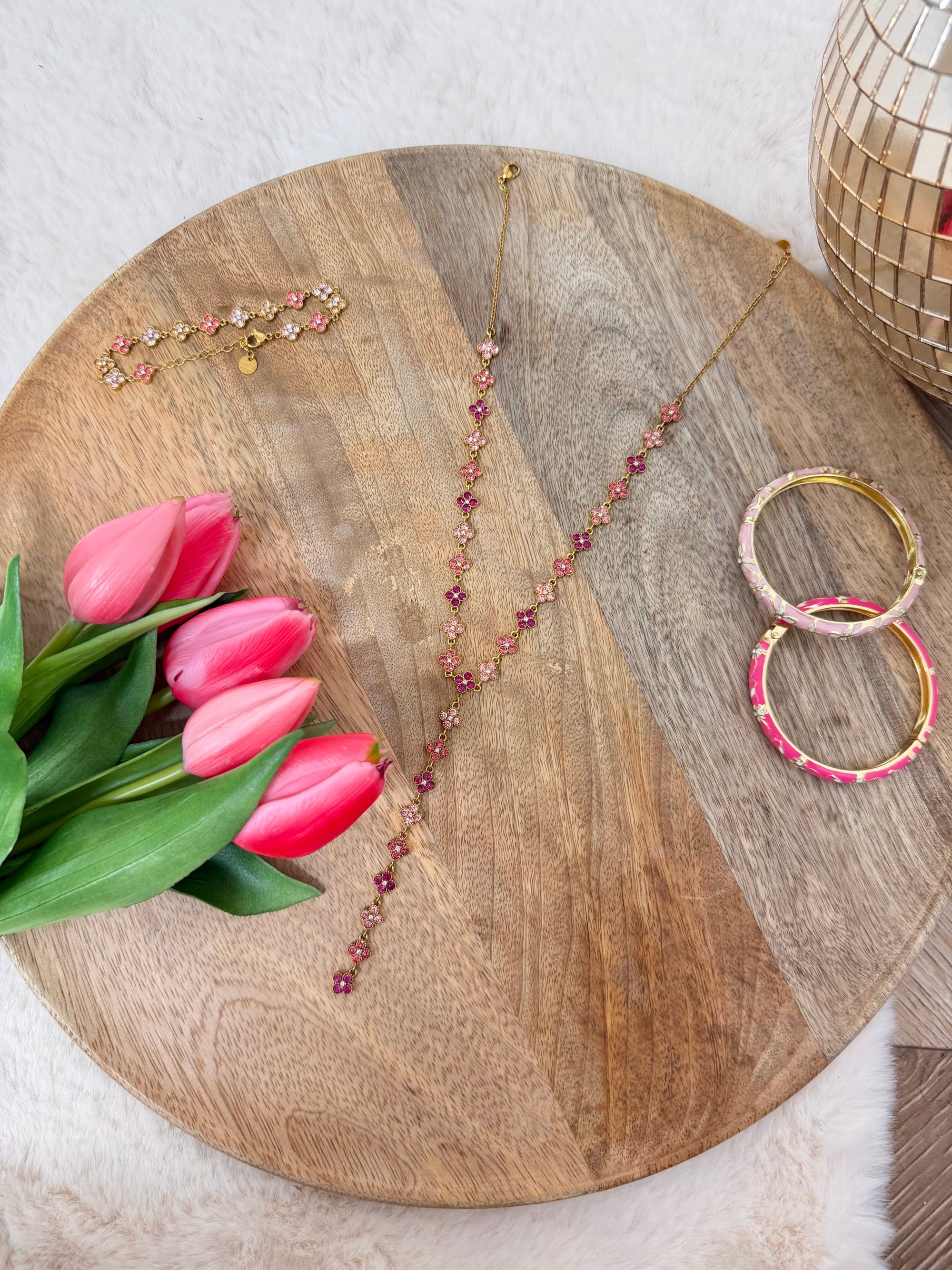 COLLIER Y ALMA STRASS ROSE