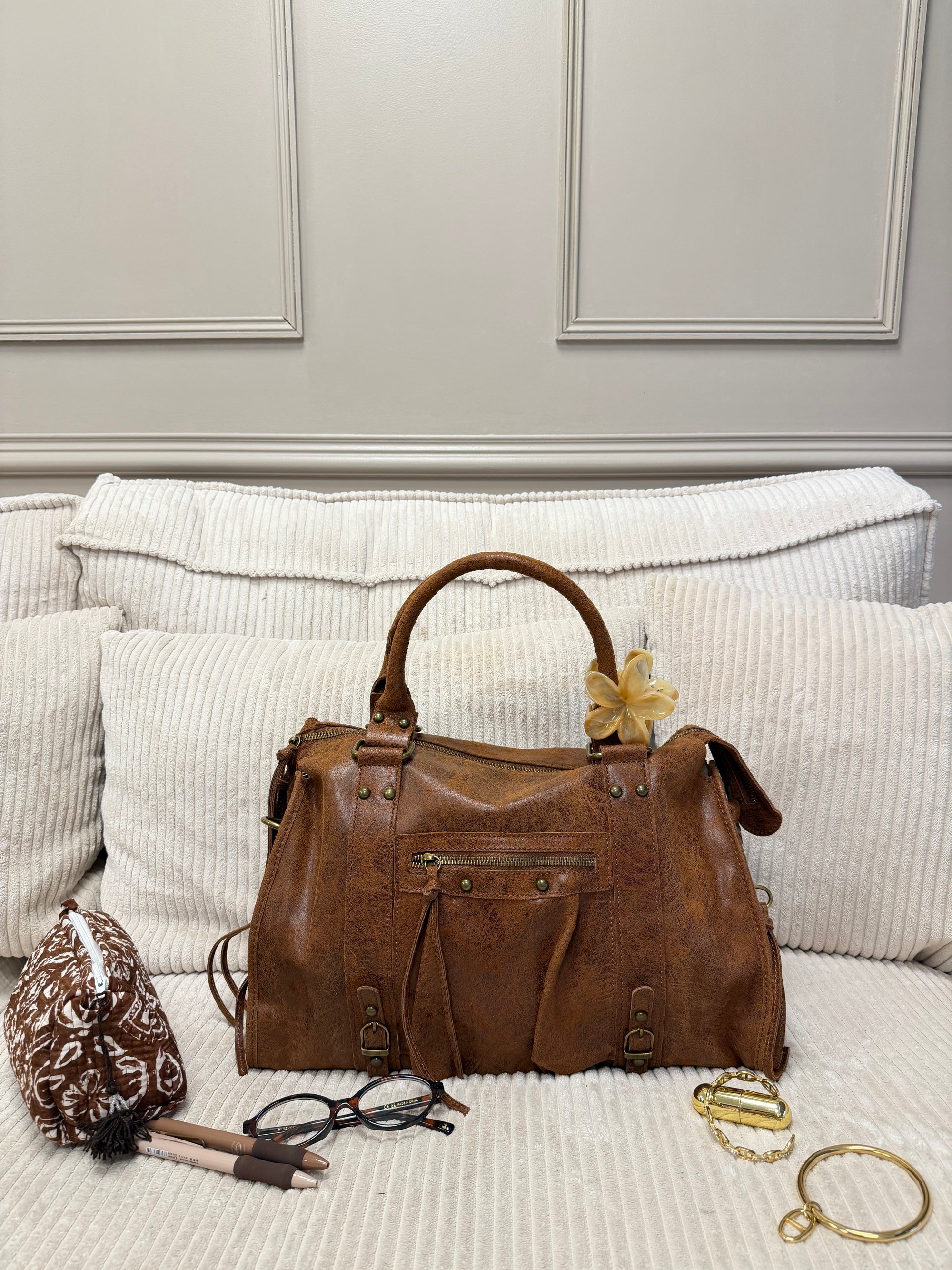 SAC ALIX XL COGNAC MAT