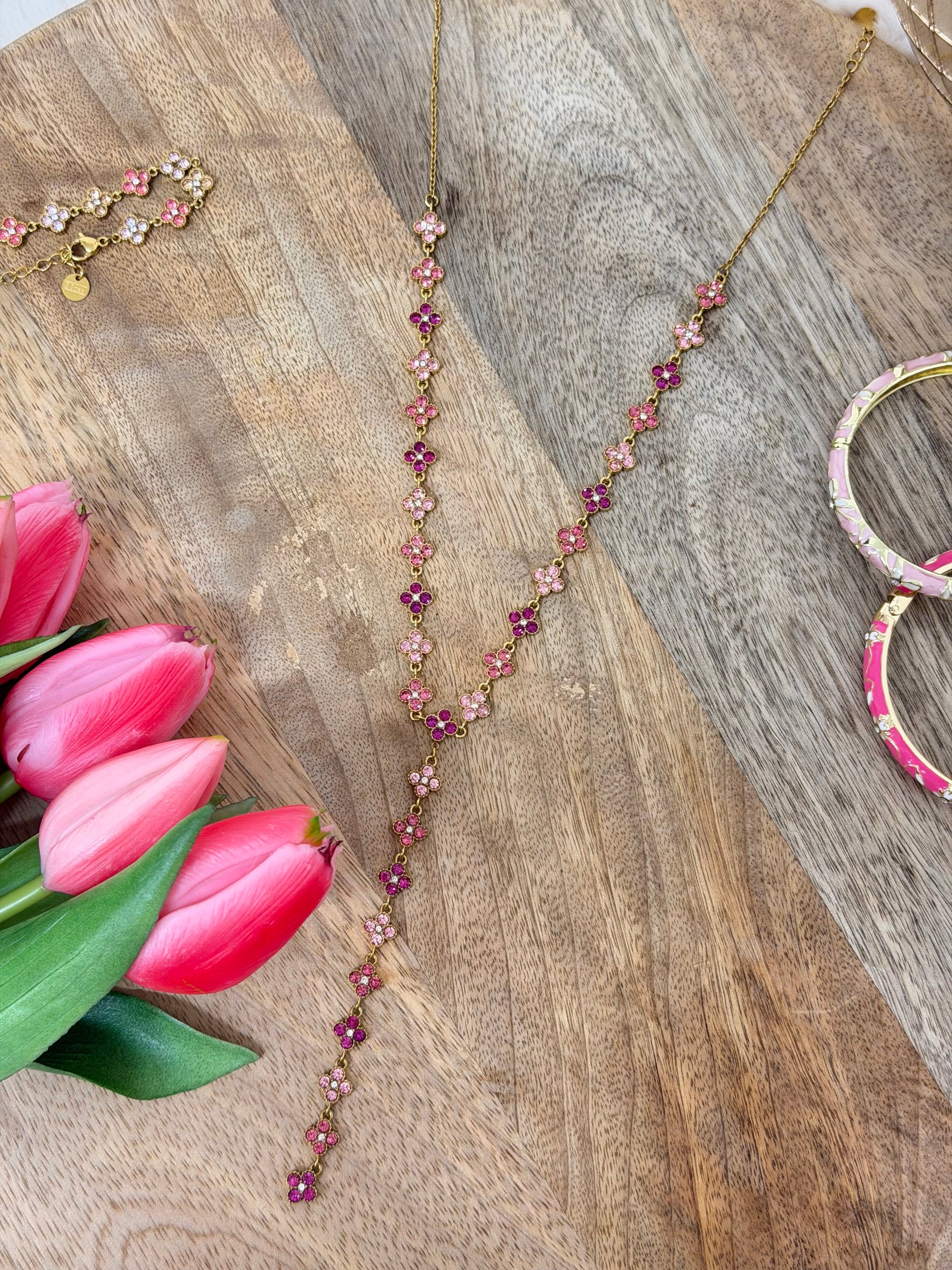 COLLIER Y ALMA STRASS ROSE