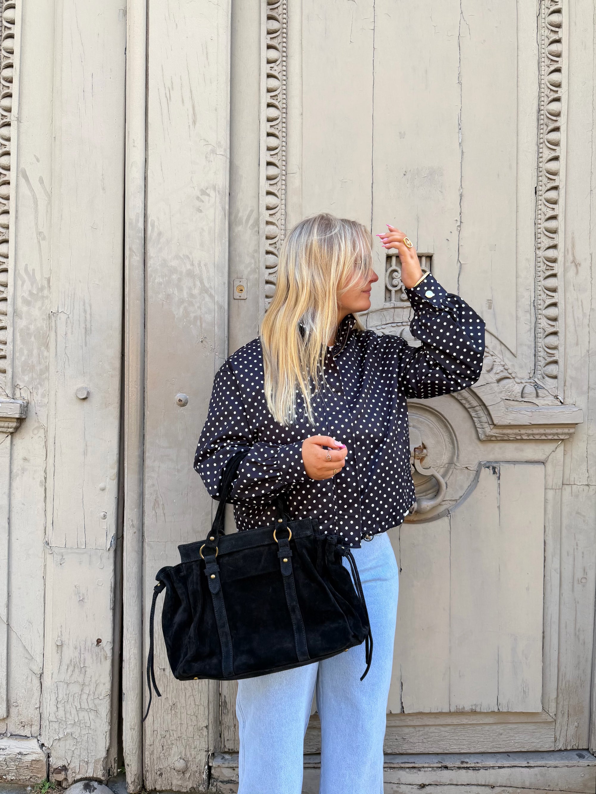VESTE À POIS NOIR