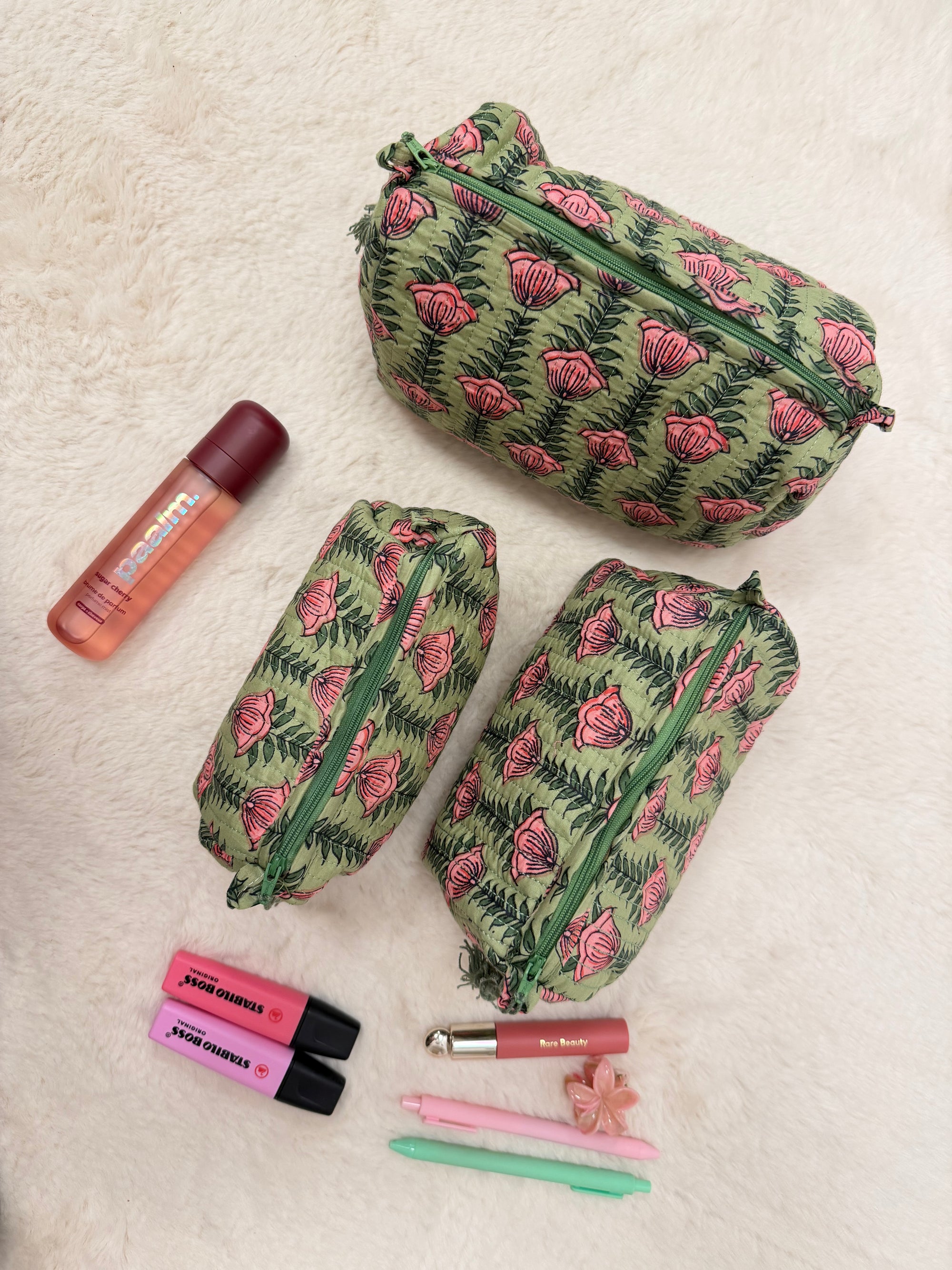 TROUSSE MATHILDE VERTE FLEURIE