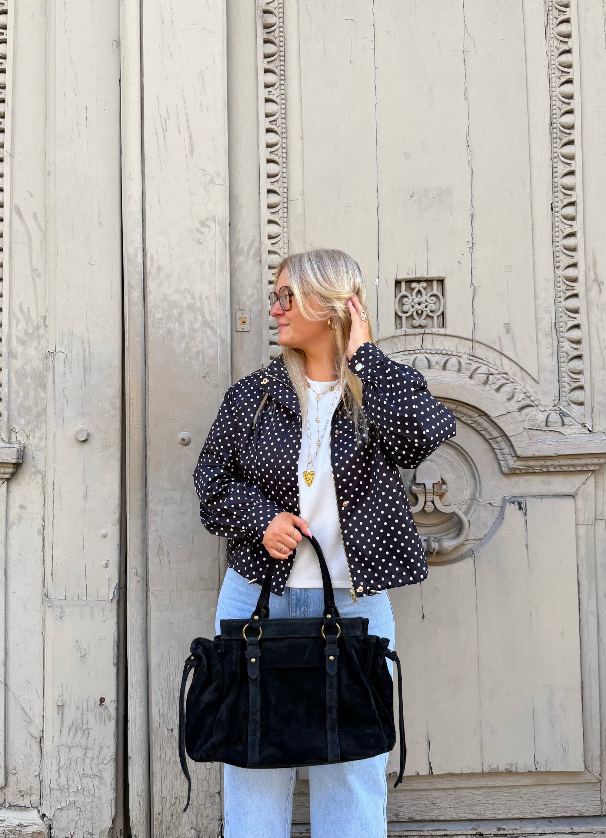 VESTE À POIS NOIR