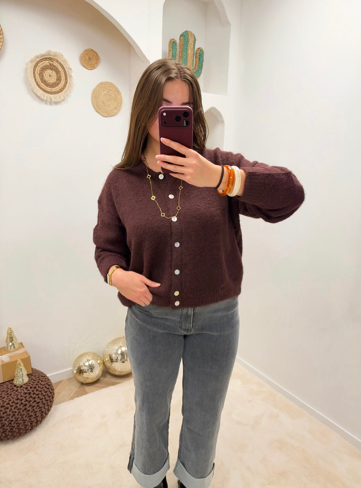 GILET CHLOÉ BORDEAUX FONCÉ