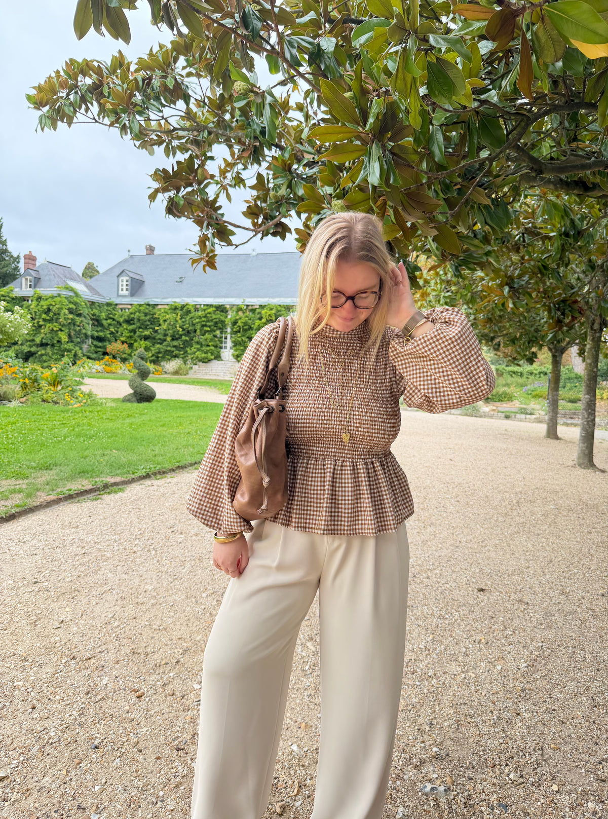 BLOUSE VICHY ELENA CAMEL