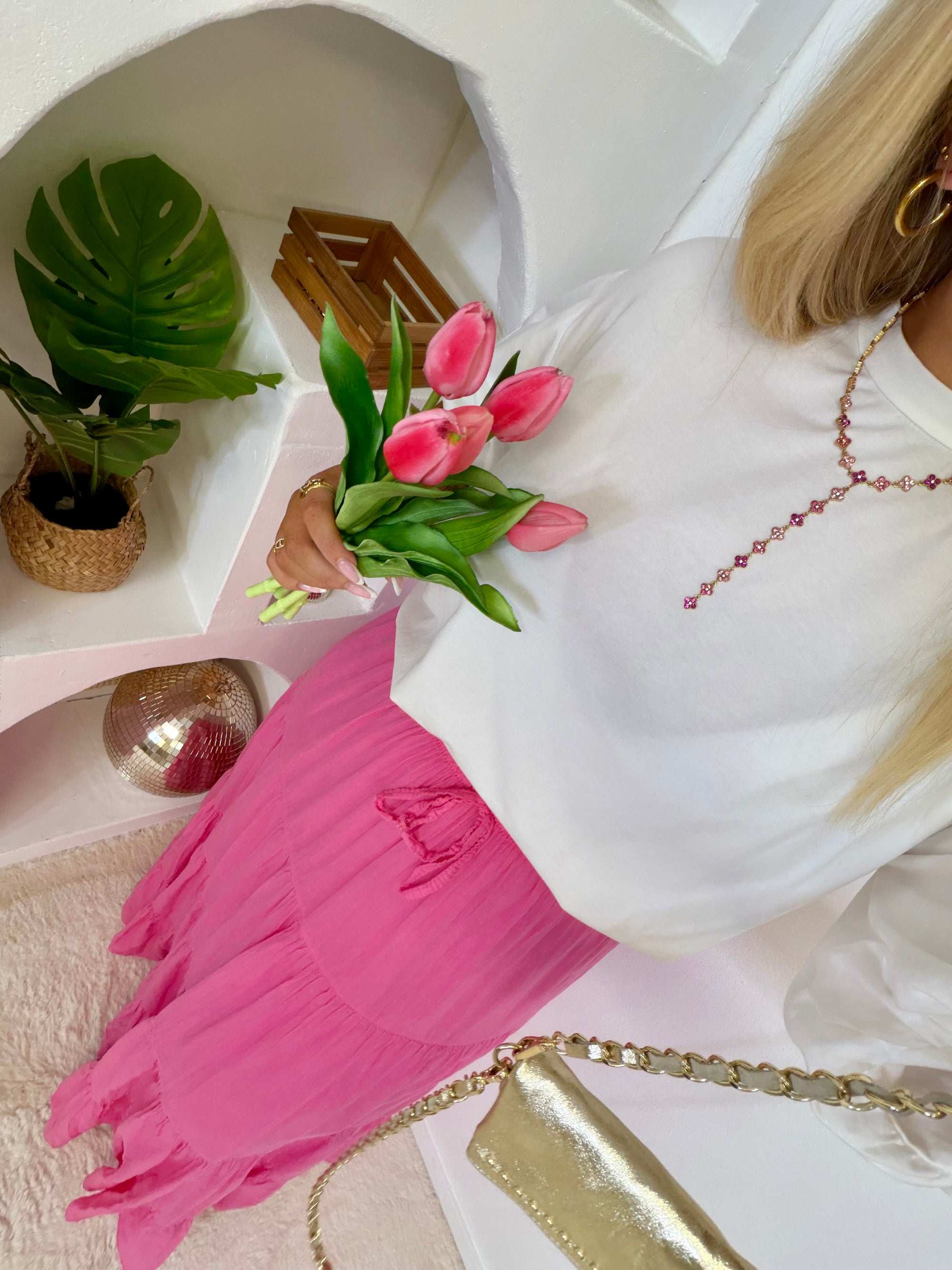 COLLIER Y ALMA STRASS ROSE