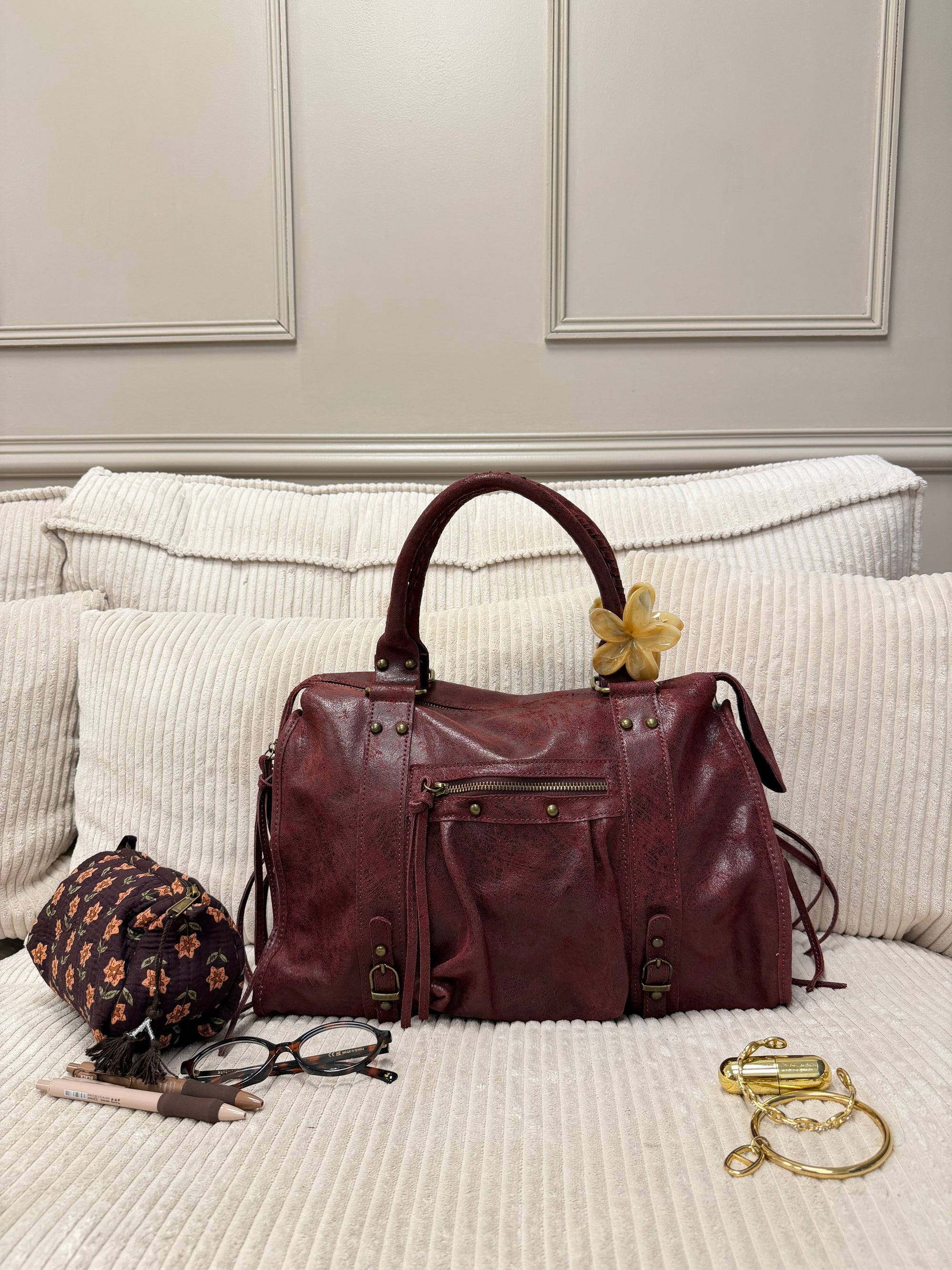 SAC ALIX XL BORDEAUX MAT