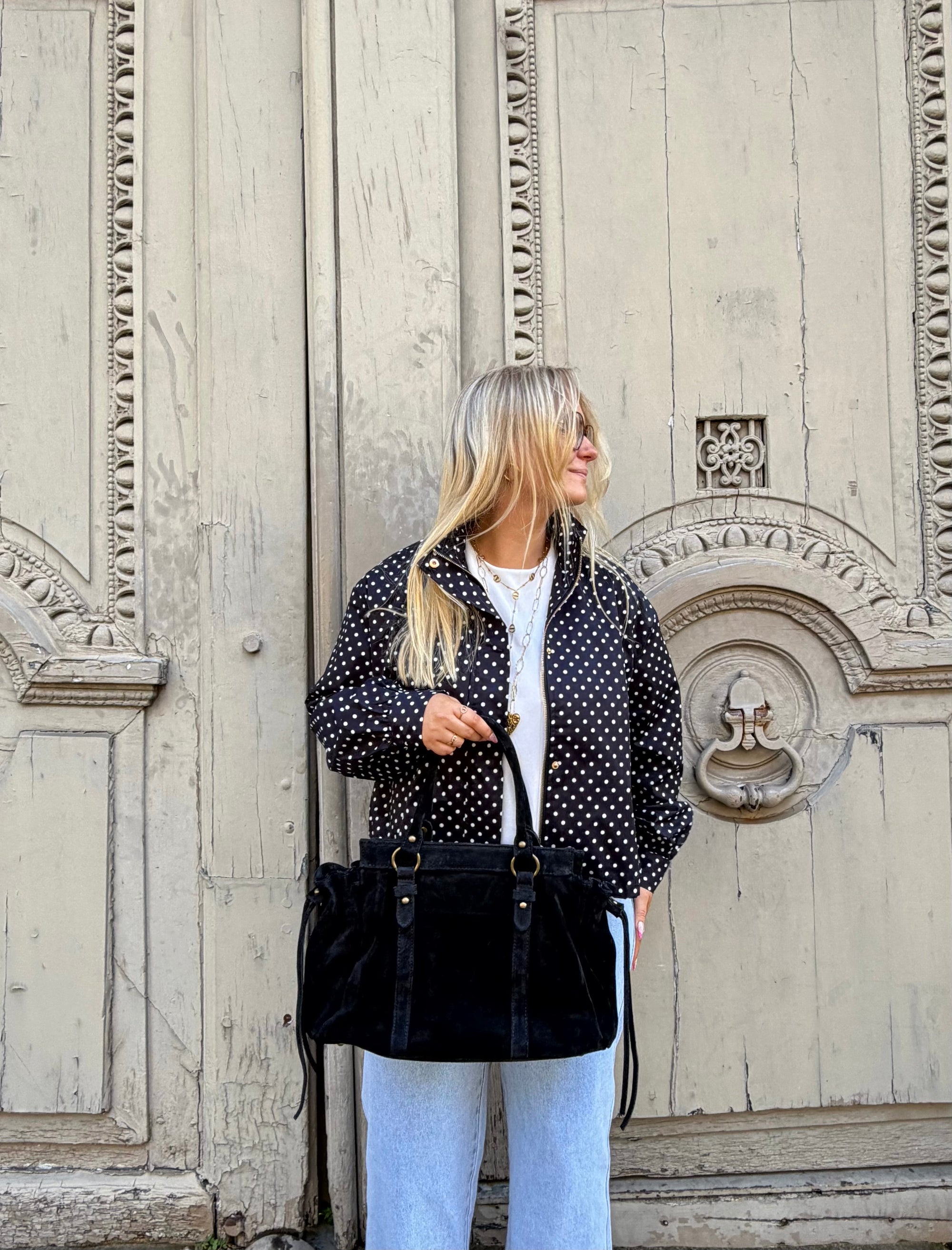 VESTE À POIS NOIR