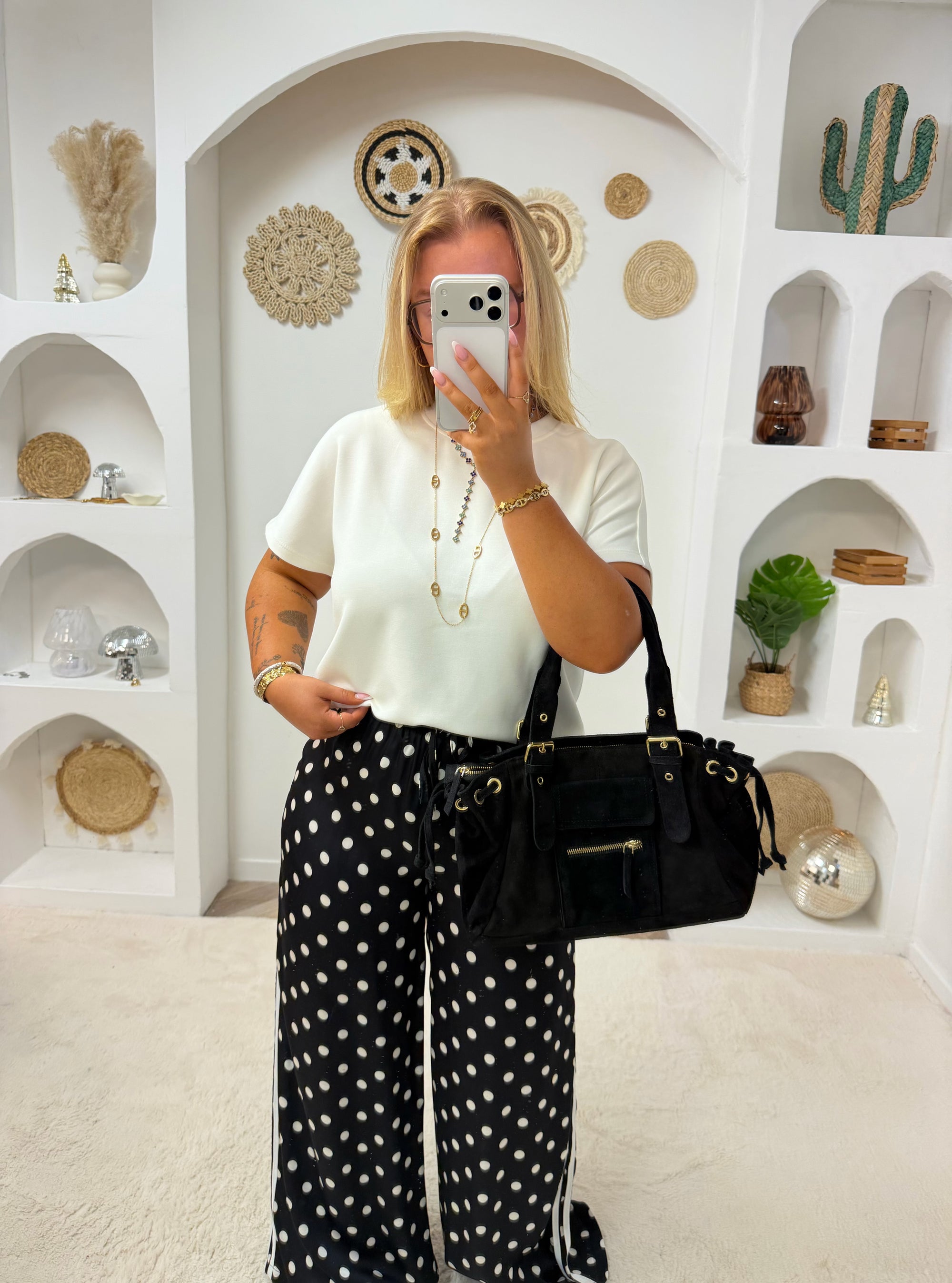 PANTALON POIS NOIR