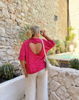 HAUT RAYÉ CŒUR ROSE & ROUGE