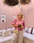 HAUT BRODÉ ZOÉ VIEUX ROSE
