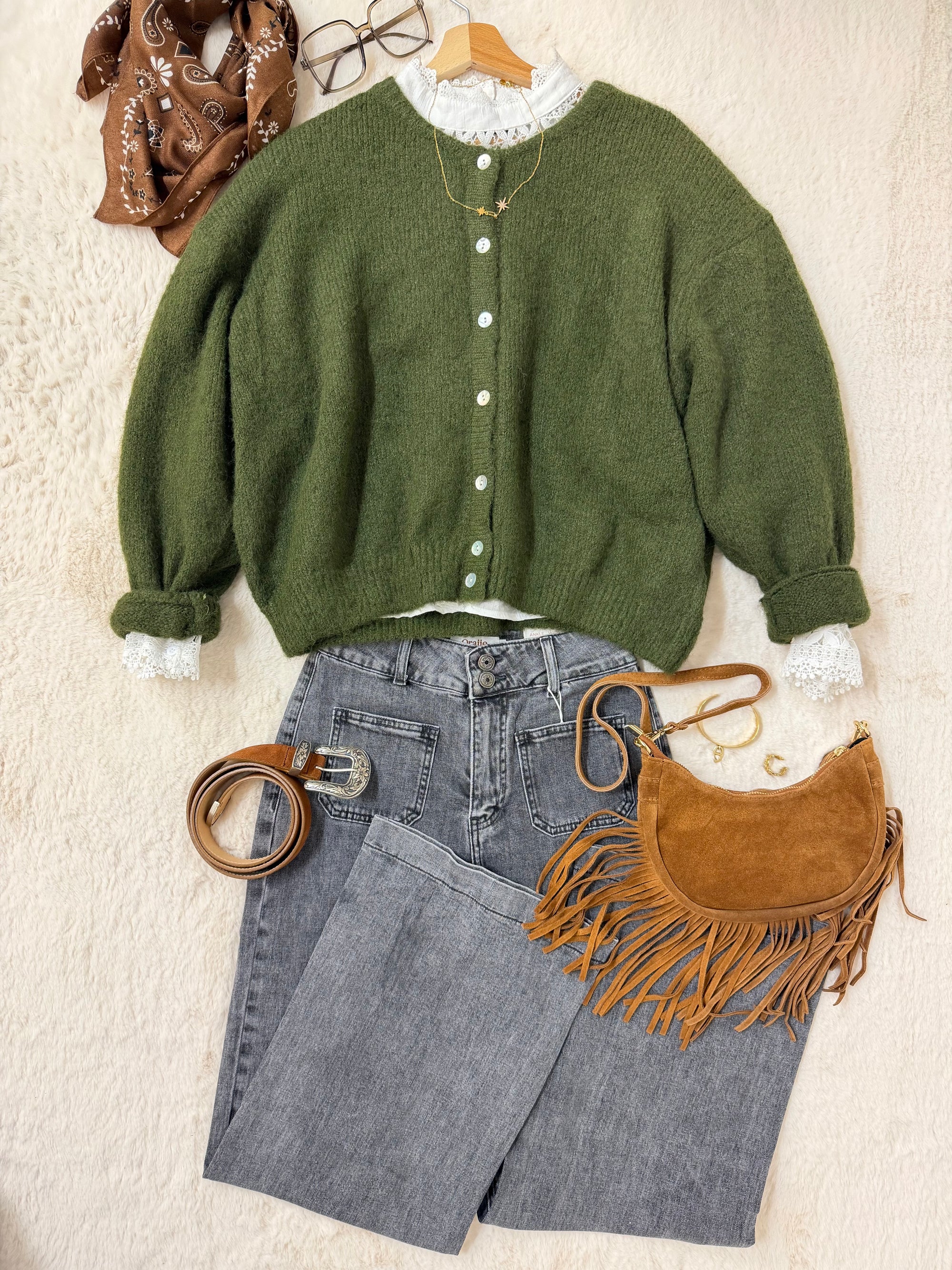 GILET CHLOÉ KAKI FONCÉ