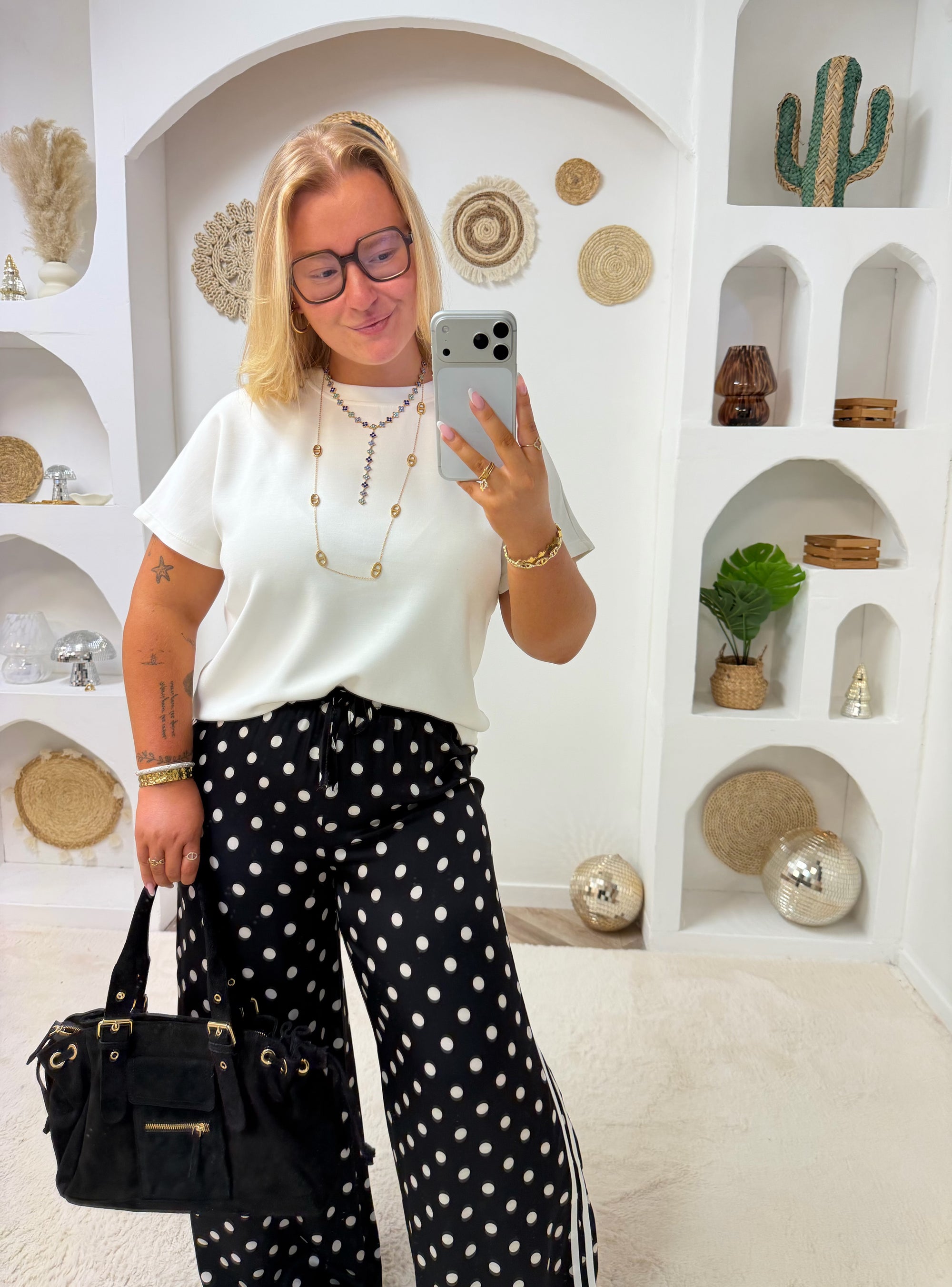 PANTALON POIS NOIR