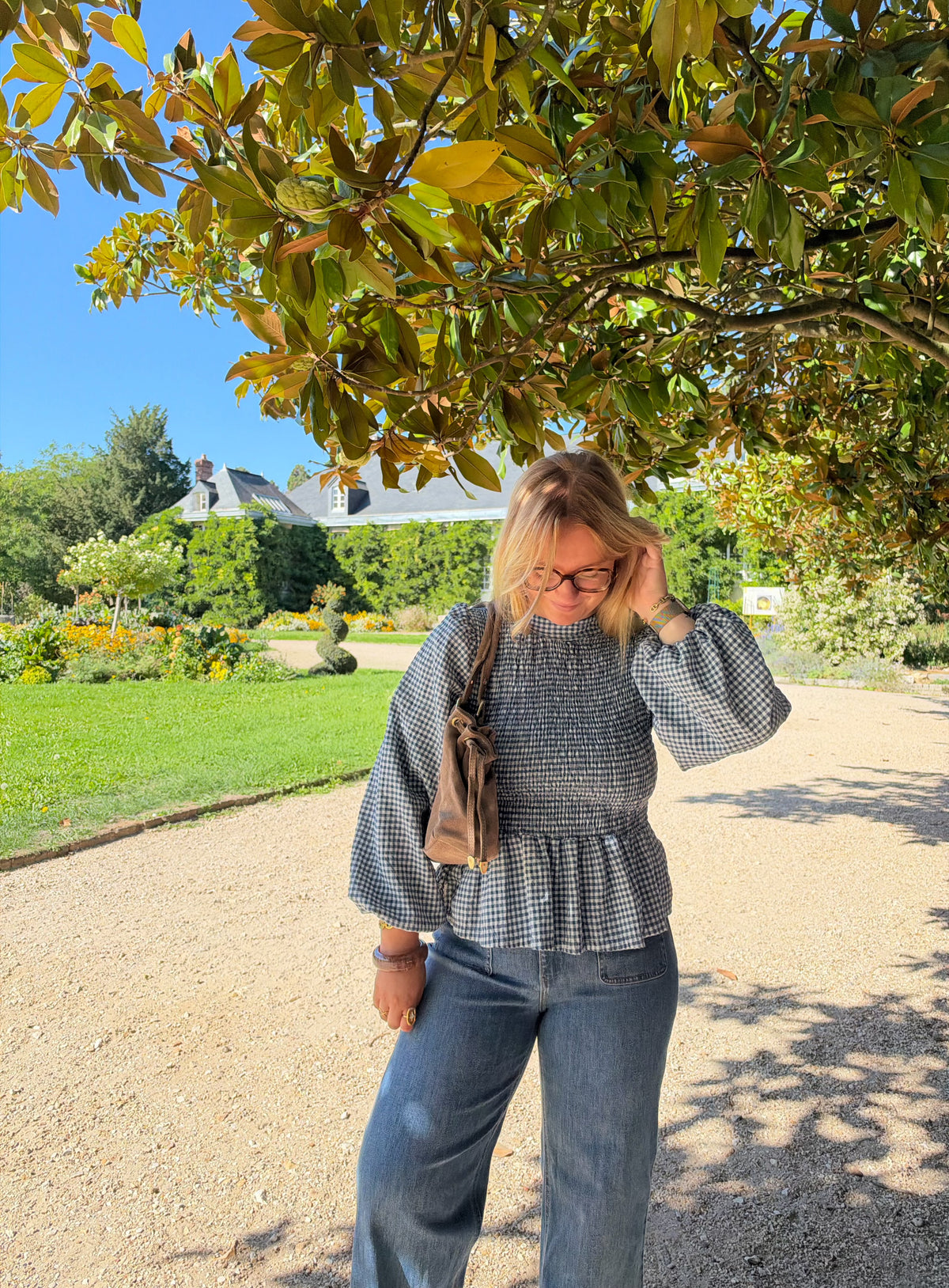 BLOUSE VICHY ELENA BLEU JEAN