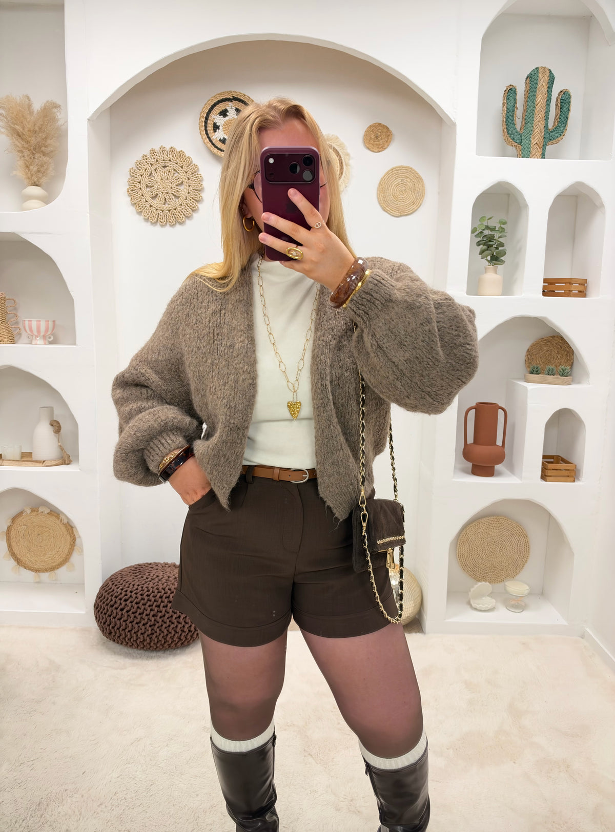 GILET OPALE COURT NOISETTE