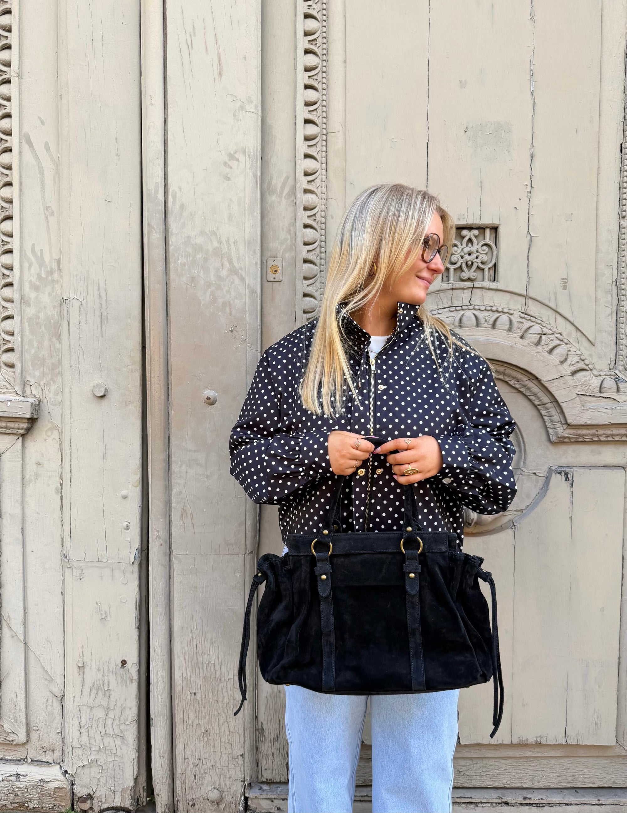 VESTE À POIS NOIR