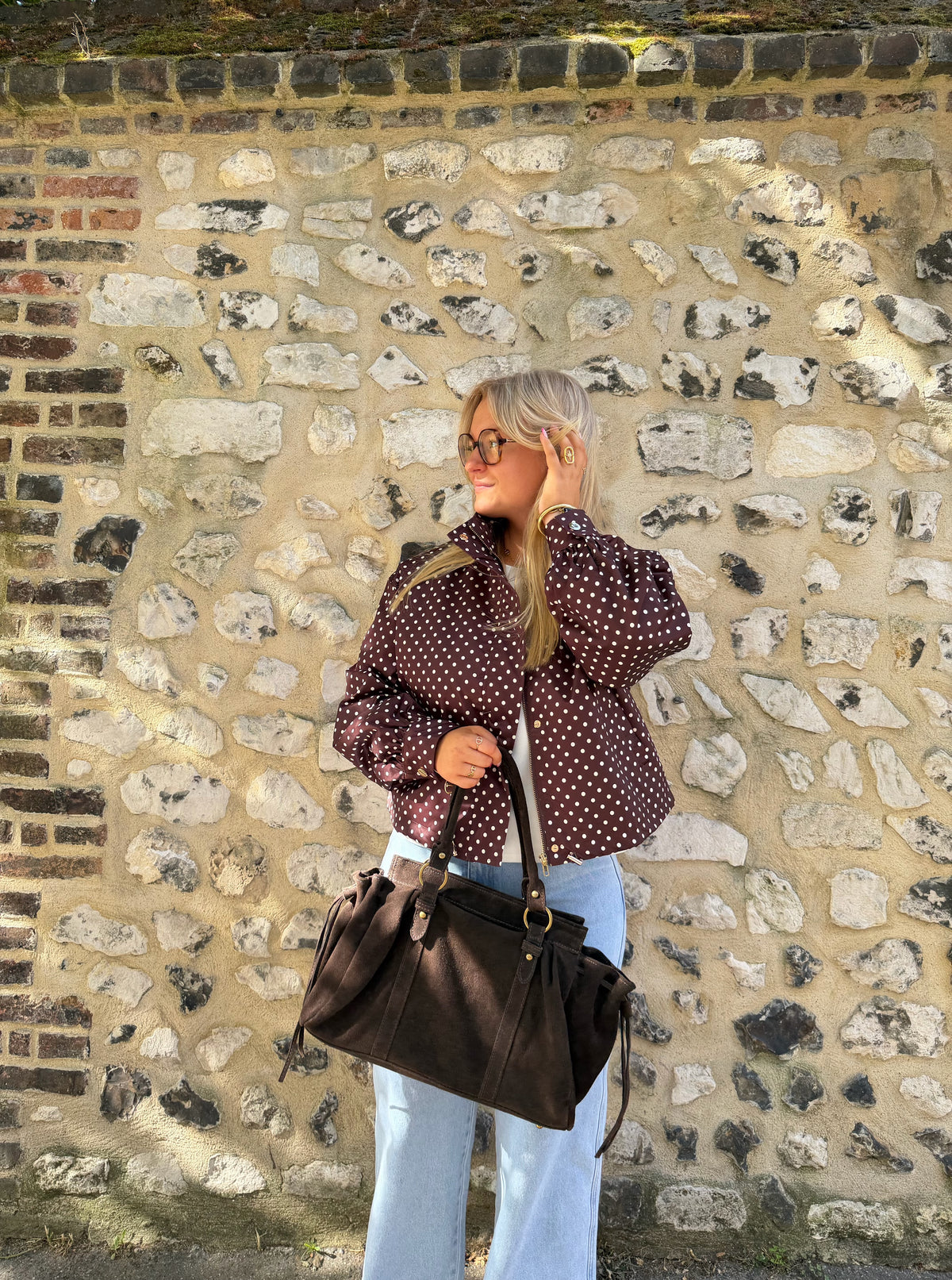 VESTE À POIS CHOCOLAT