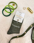CHAUSETTE PAILLETTES KAKI