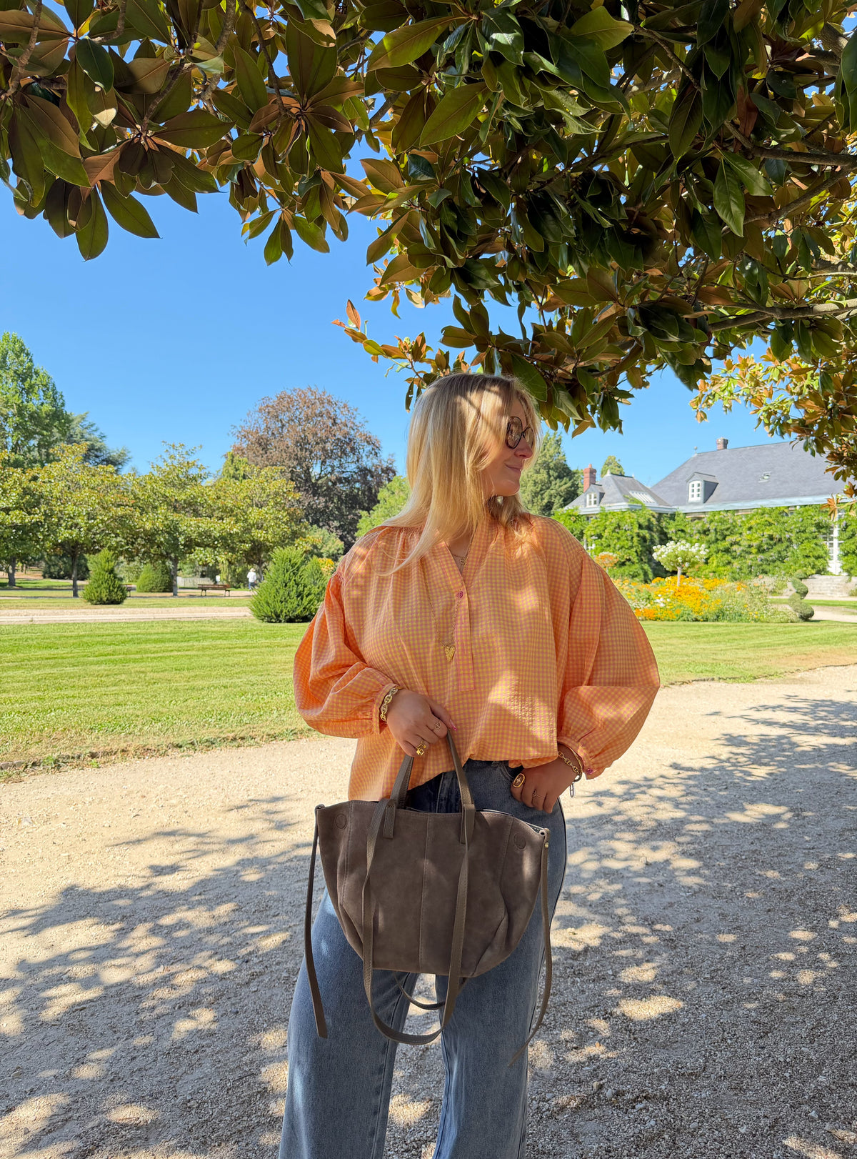 BLOUSE VICHY LOUANNE JAUNE ET ROSE