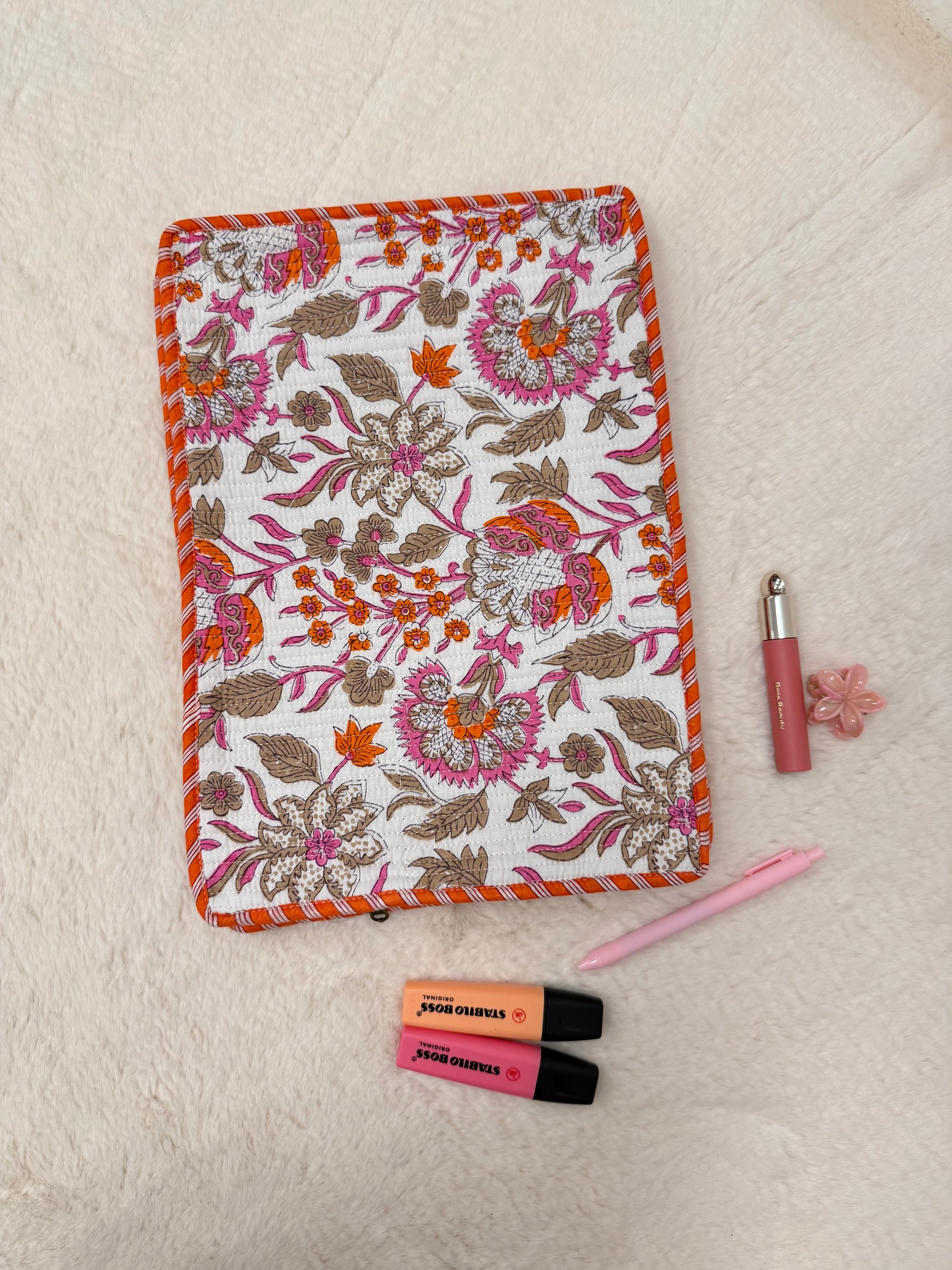 POCHETTE ORDINATEUR 15" BLANCHE ET ORANGE