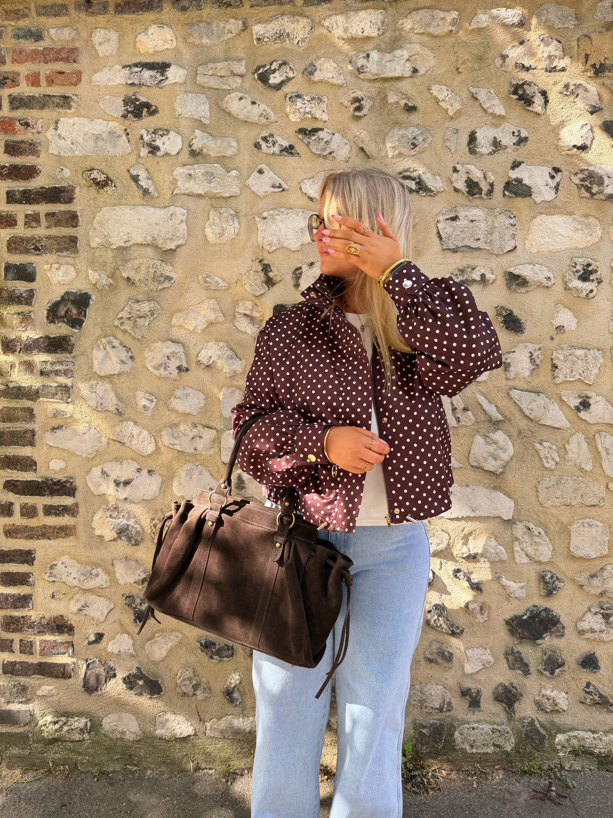 VESTE À POIS CHOCOLAT