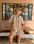 COMBI-SHORT NOÉE RAYÉ CHOCOLAT