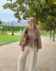 BLOUSE VICHY ELENA CAMEL