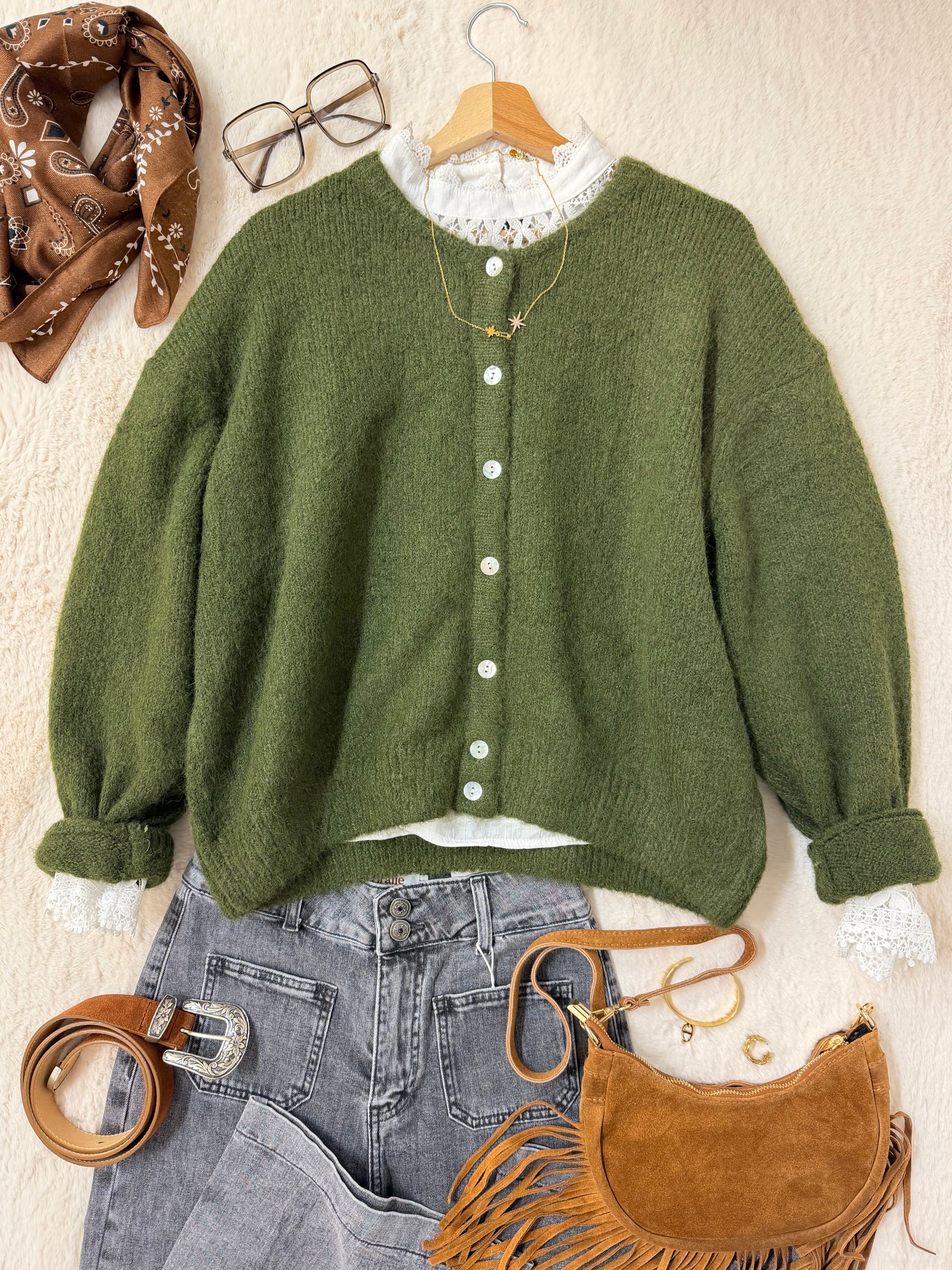 GILET CHLOÉ KAKI FONCÉ