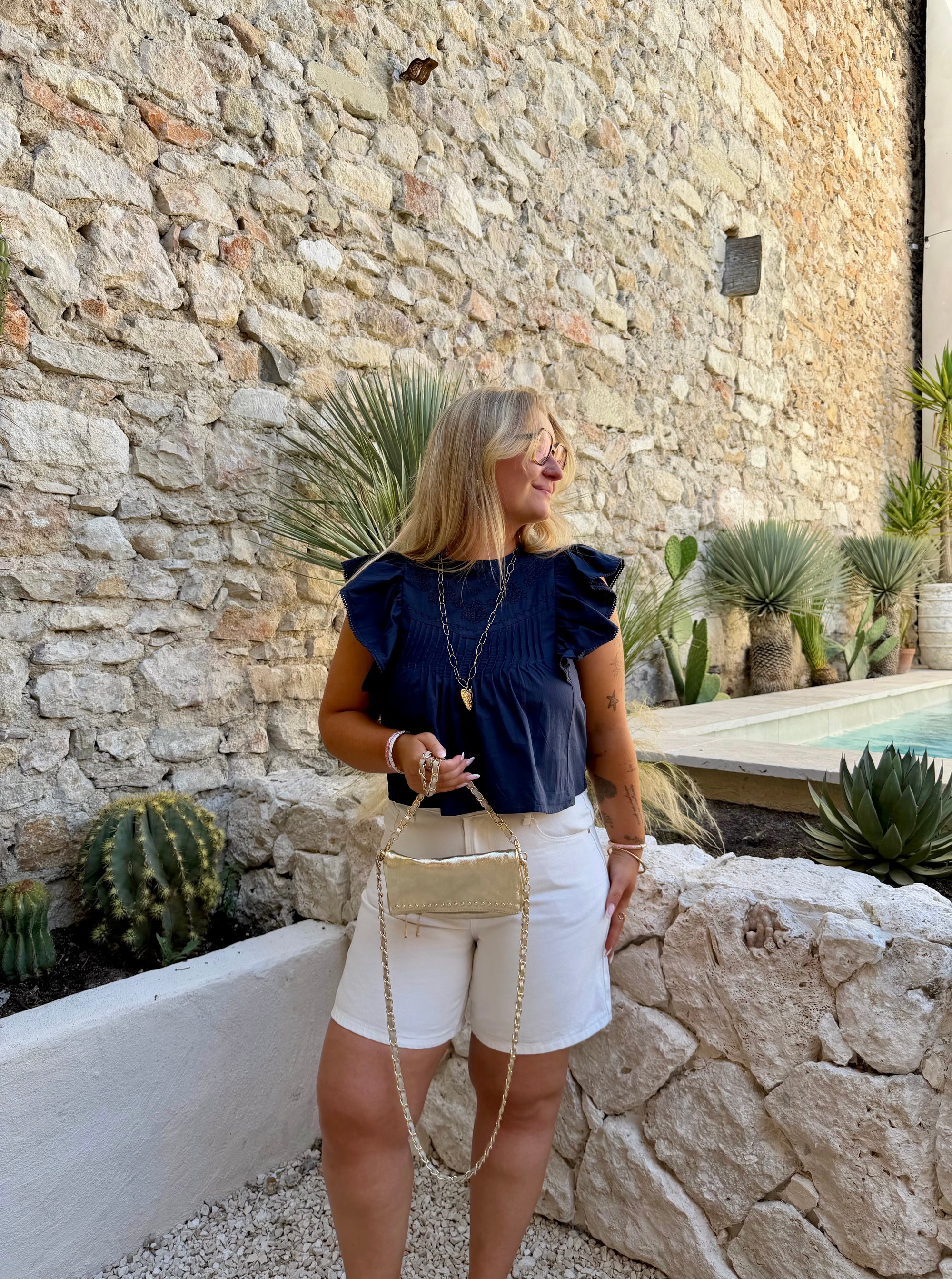 BLOUSE AMBRE BLEU MARINE