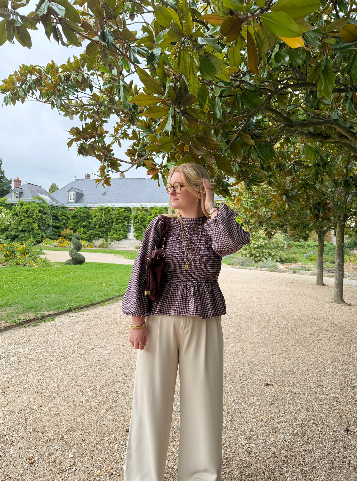BLOUSE VICHY ELENA PRUNE