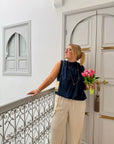 BLOUSE NŒUD RACHELLE BLEU MARINE