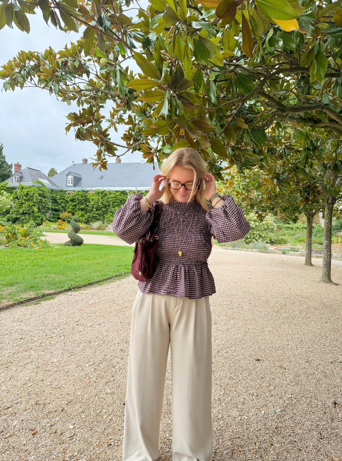 BLOUSE VICHY ELENA PRUNE