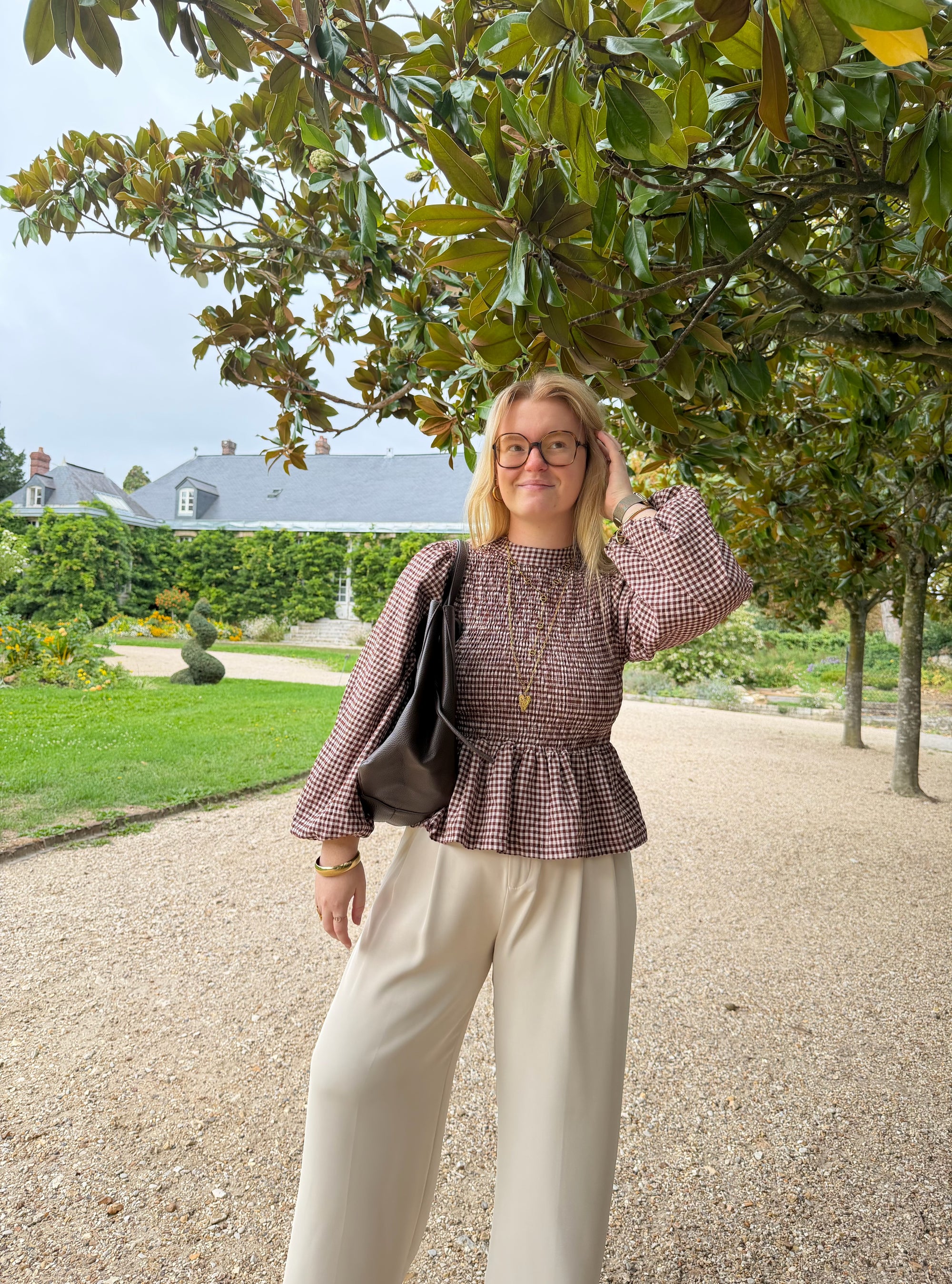 BLOUSE VICHY ELENA MARRON