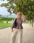 BLOUSE VICHY ELENA MARRON