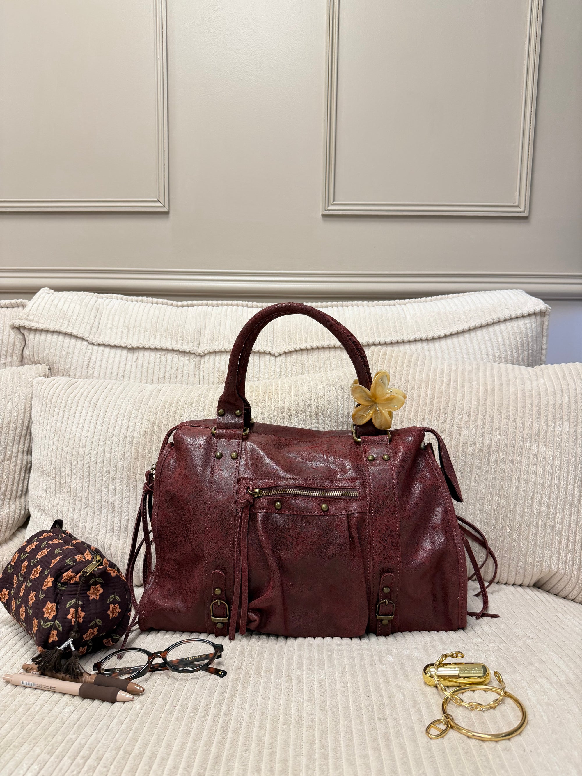 SAC ALIX XL BORDEAUX MAT