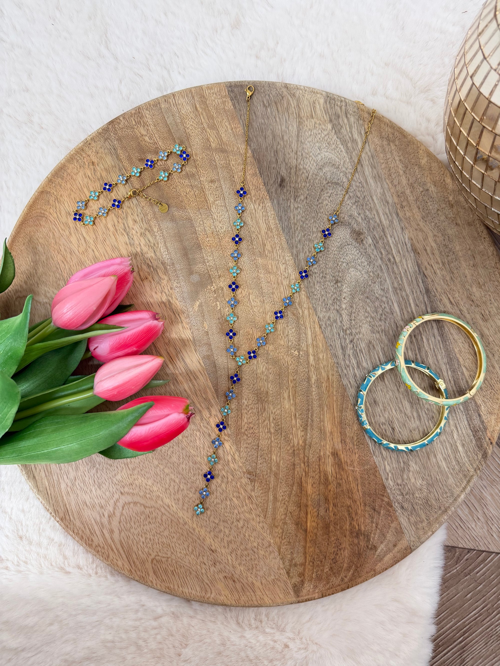 COLLIER Y ALMA STRASS BLEU