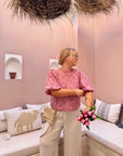 HAUT BRODÉ ZOÉ VIEUX ROSE