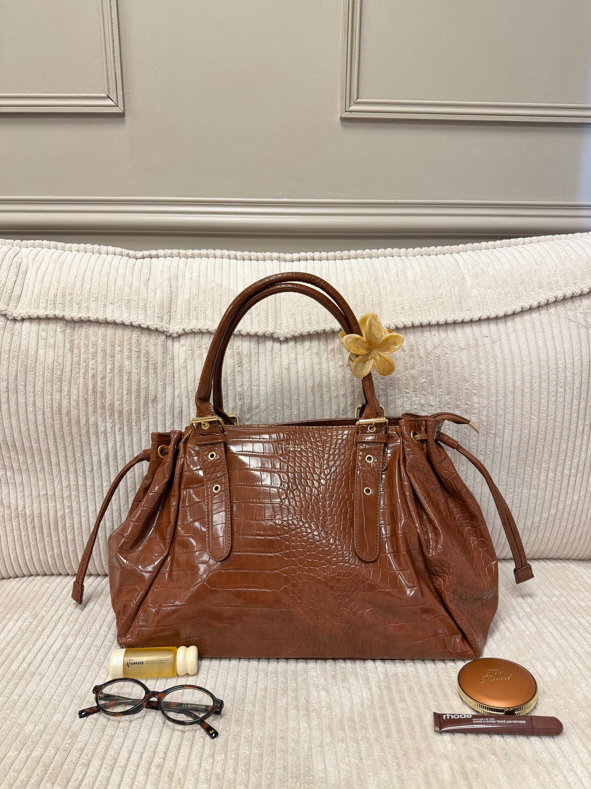 SAC LOU XL CAMEL CROCO