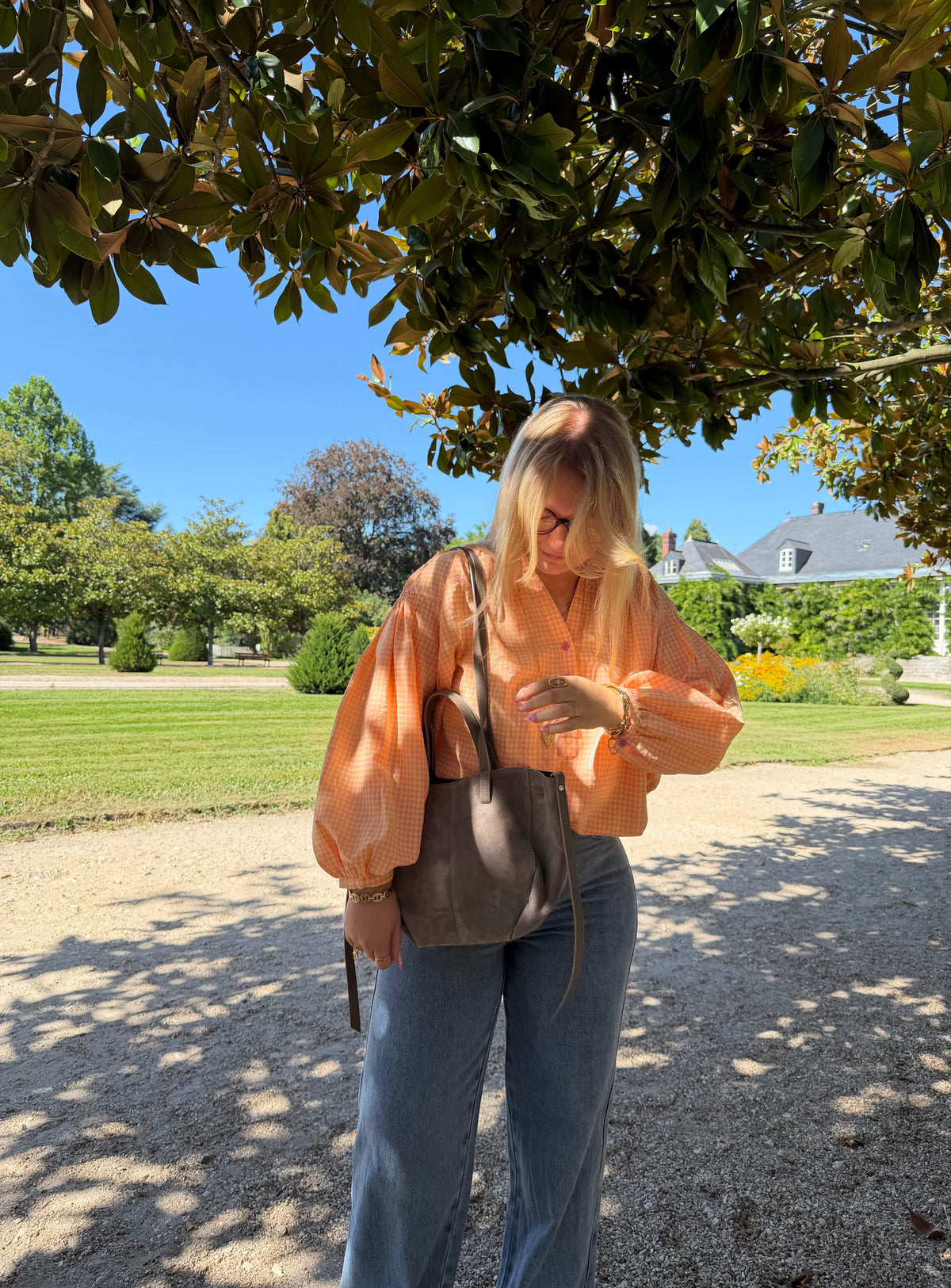 BLOUSE VICHY LOUANNE JAUNE ET ROSE