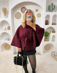 VESTE CAPE LARA BORDEAUX