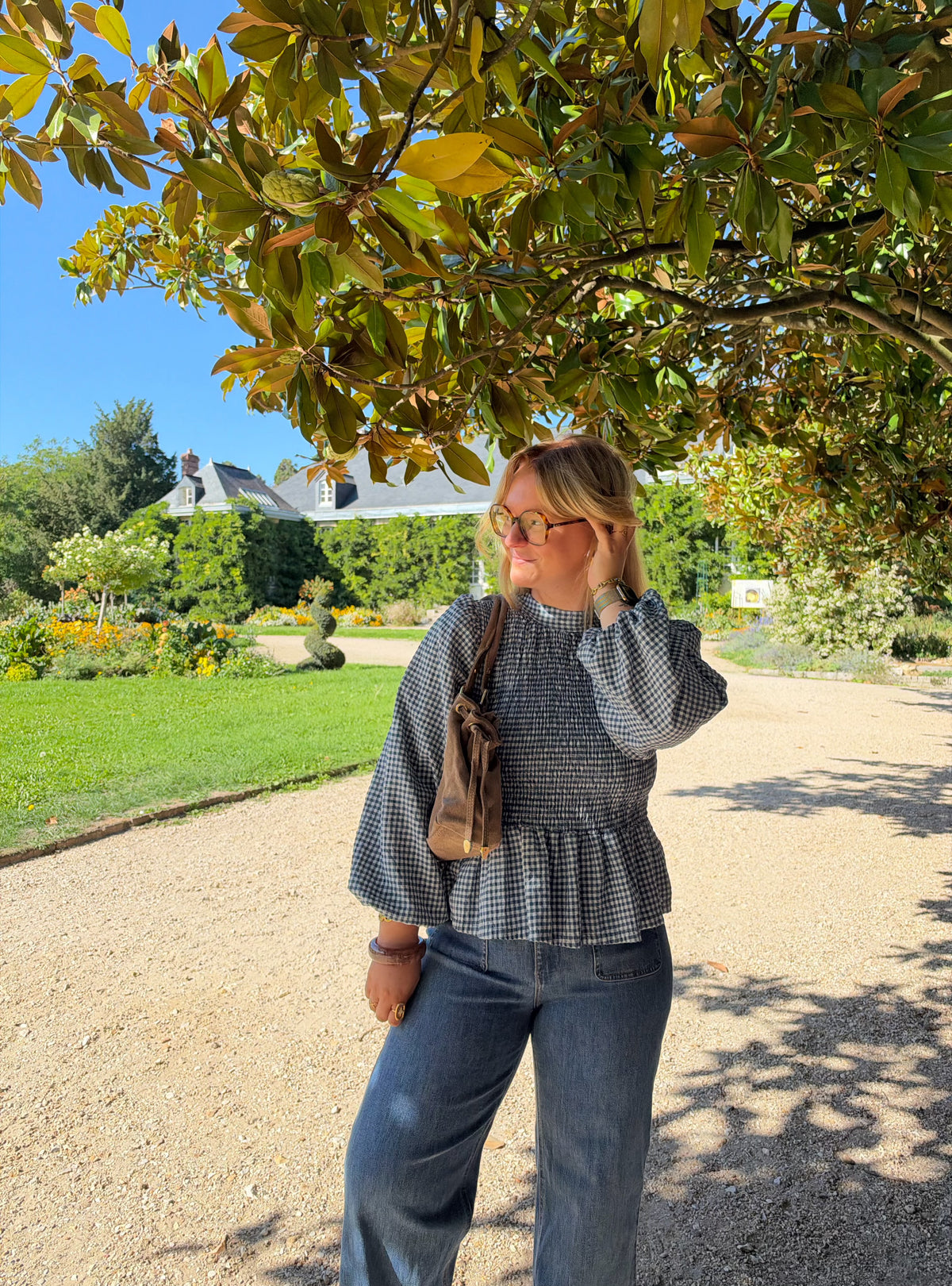 BLOUSE VICHY ELENA BLEU JEAN