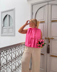 BLOUSE NŒUD RACHELLE FUSHIA